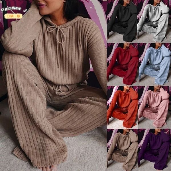 

[pocket j] autumn and winter women's long-sleeved blouse long pants two-piece home gym sports warm loose hooded casual suit 220315, White