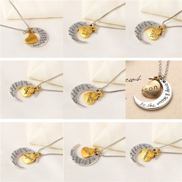 

i love you to the moon and back fashion necklace pendants for mom sister family pendant link chain choker gifts accessor
