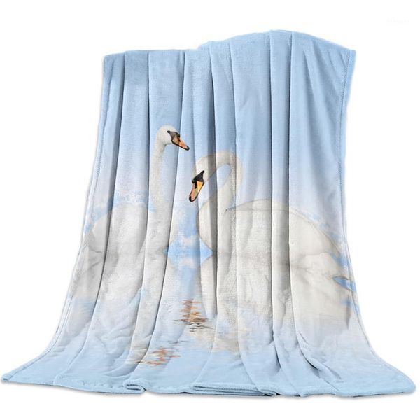 

white swan couple love pure relax animals flannel fleece bed blanket bedspread coverlet bed cover soft warm blankets1