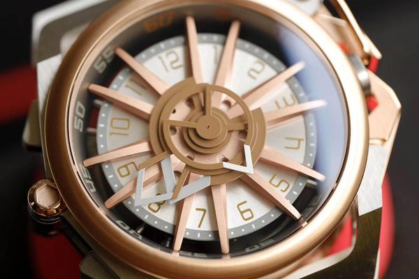 

high-end double-sided inverted unique design watch, with two movements of quartz and automatic machinery, Slivery;brown