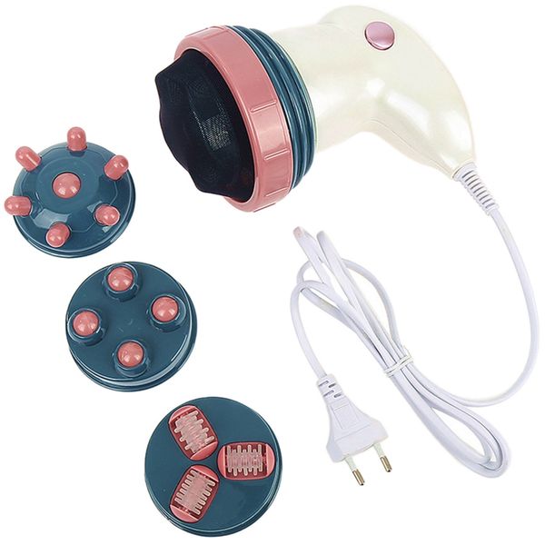 

ah - 201 electric handheld infrared heating massager push fat massage machine with 4 replaceable heads