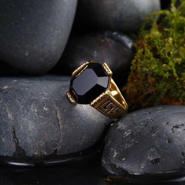 

designer new men's stainless steel ring fashion gold ring for men red / black zircon ring jewelry ing, Silver