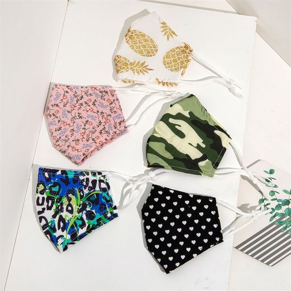 

factory camouflage flowers pineapple mascarilla fashion cotton face masks can put filter piece reusable washable respira