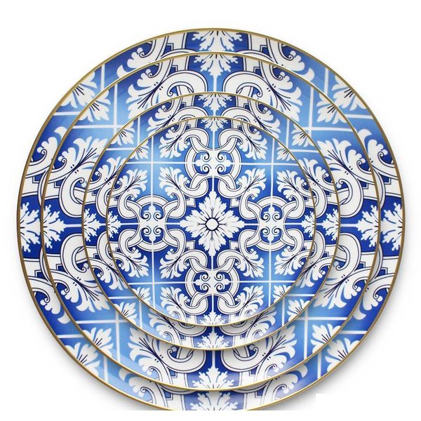 

modern bone china dinner ware gold rim tableware sets western ceramic wedding plate o jllnhm dayupshop