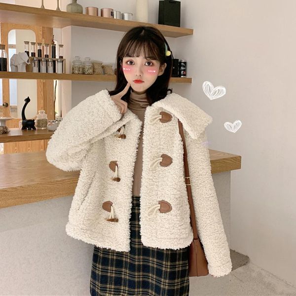 

point 3 will firm offers qiu dong han edition lambs wool horn relaxed joker coat, Black