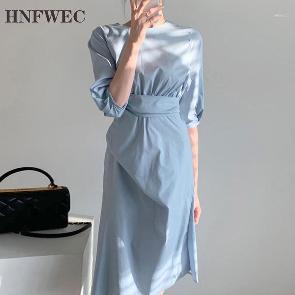 

fashion women's dress korean-style summer new 2020 ladies dress round neck cotton puff sleeve women clothing v8551, Black;gray