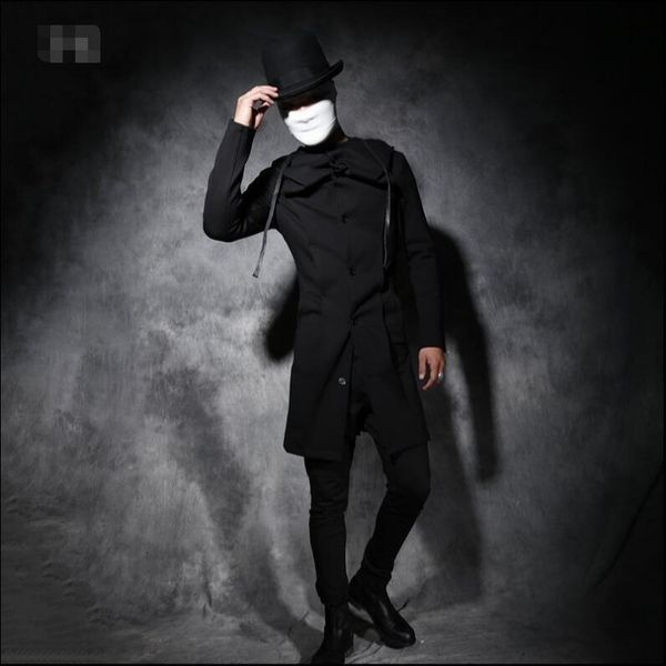 

2021 Original Winter Space Cotton Jacket with Hood Men New Korean Version of Fashion Garnish Long Black Coat. 4M69, Tan;black