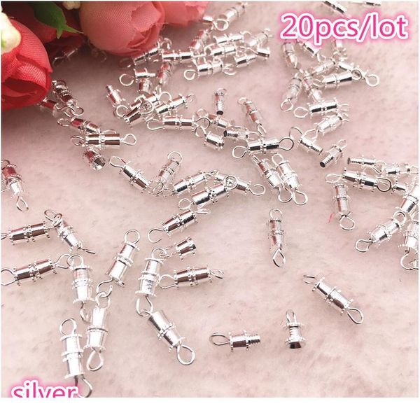 

new 20pcs/lot copper screw thread buckle clasps cylinder metal tone diy necklace bracelet connectors jewelry supplies jlluog