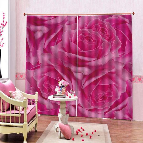

customized 3d rose flower curtain for living room bedroom blackout curtains polyester fabric 2 panels with hooks
