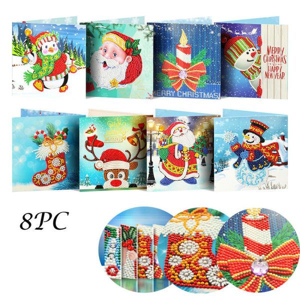 

8шт diy christmas special ромбовидные картина вышивка новый год фестиваль смешной xmas card magic square дрель art подарок