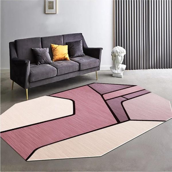 

long size oval shaped post-modern living room rug nordic style bedside runner rug decoration geometric office carpet