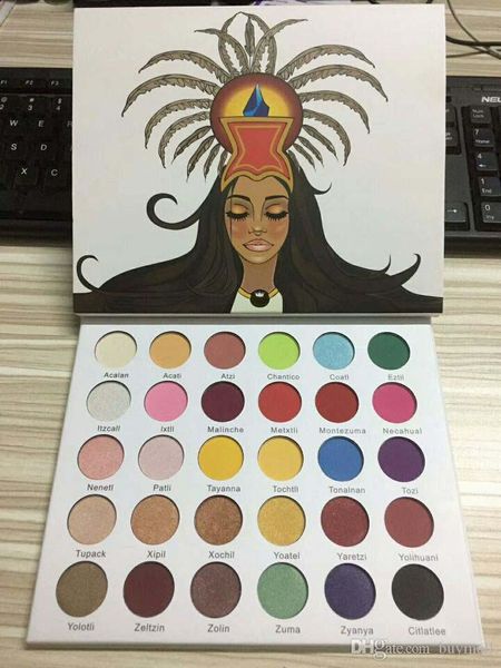 

waterproof long-lasting kc cosmetics - princess azteca bright eye shadow palette 30 colors shimmer shadows new in box dhl #8793200