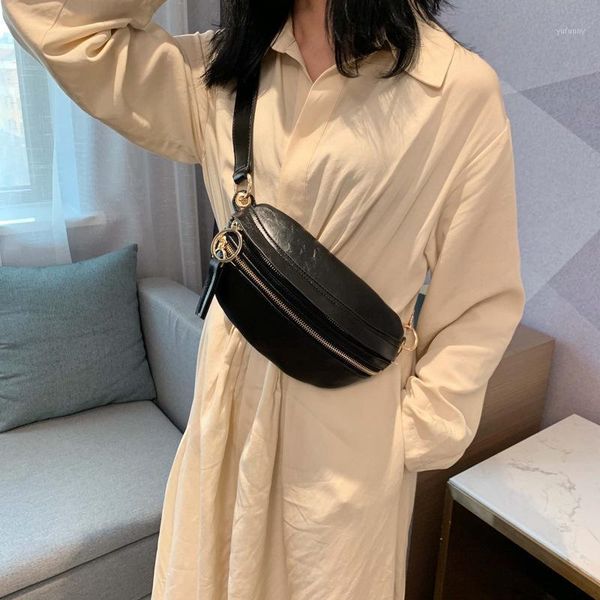 

waist bags retro leather pack crossbody for women shoulder messenger bag solid color fashion lady chain chest purse totes1