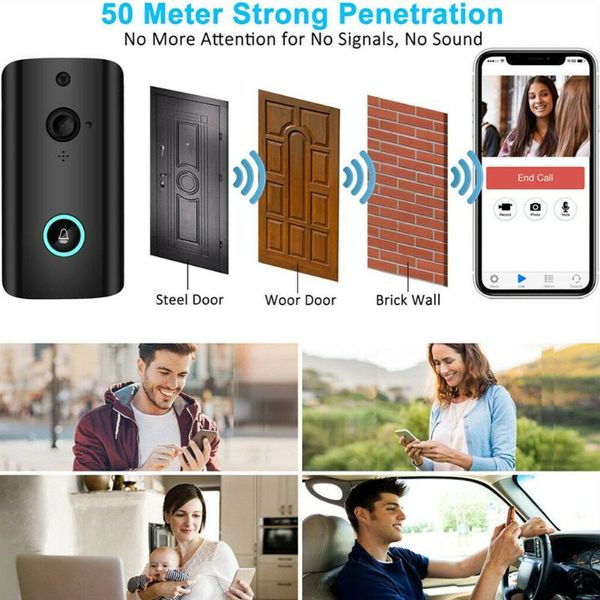 

wifi security doorbell wireless video phone camera with night vision 1080p du55