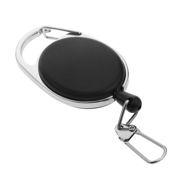 

tinker retractable carabiner badge heavy reels 60cm duty pull wire with key ring clip black, Silver