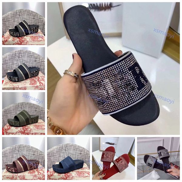 

new arrivals women's classic letters slippers fashion famous design slippers female thick bottom non-slip slides beach flip flop, Black