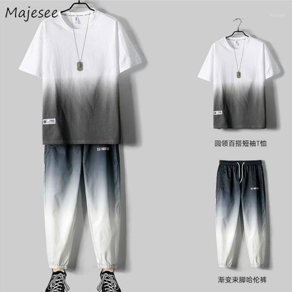 

men sets gradient color bundle lace-up large size 4xl korean fashion hip-hop summer male chic teens streetwear ins bf harajuku1, Gray