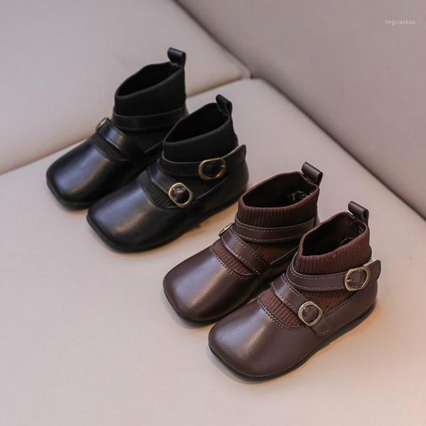 

kids leather shoes european vintage autumn winter baby girl shoes soft bottom comfortable toddler boots1, Black;grey