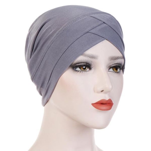 

beanie/skull caps gift casual elastic cloth hair accessories women hats solid cross forehead cover muslim turban shopping portable elegant h, Blue;gray