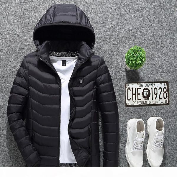 

2019 winter men smart usb electric heating constant temperature down jacket heating jacket hooded vest warm clothing#g9, Tan;black