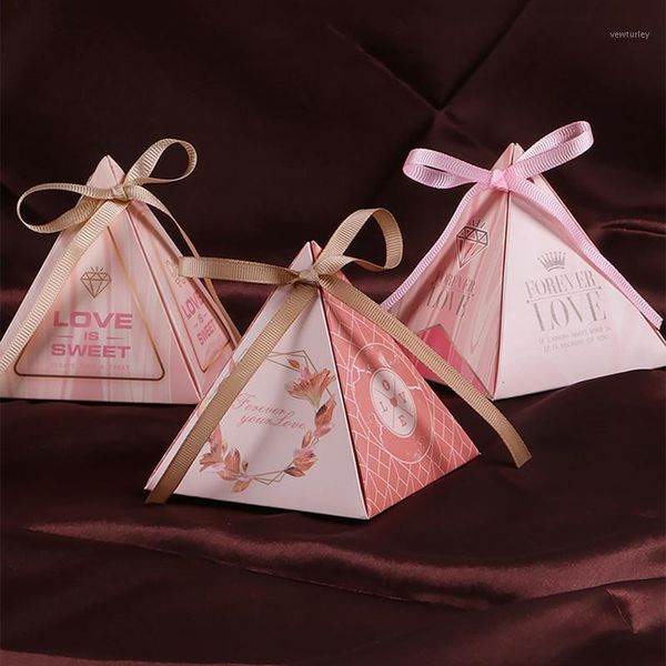 

gift wrap 50/100pcs triangular pyramid sweet candy box wedding favors paper boxes chocolate bags packing decoration1