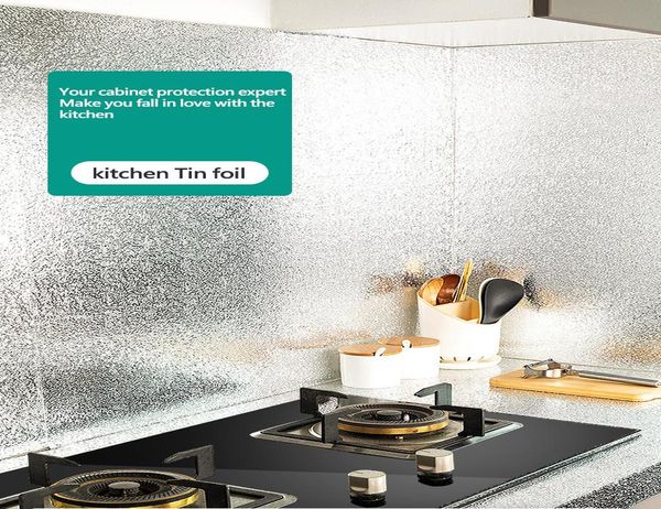 

40x100cm нефть кухни proof водонепроницаемый наклейки алюминиевой фольги кухня плита кабинет самоклеющиеся наклейки стены обои tin foil bbyf