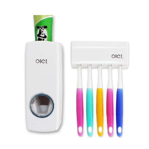 

1 set tooth brush holder matic toothpaste dispenser +5 toothbrush holder toothbrush wall mount s jlltrw sport77777