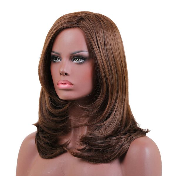 

brown long straight synthetic full wig women natural cosplay wig heat safe, Black