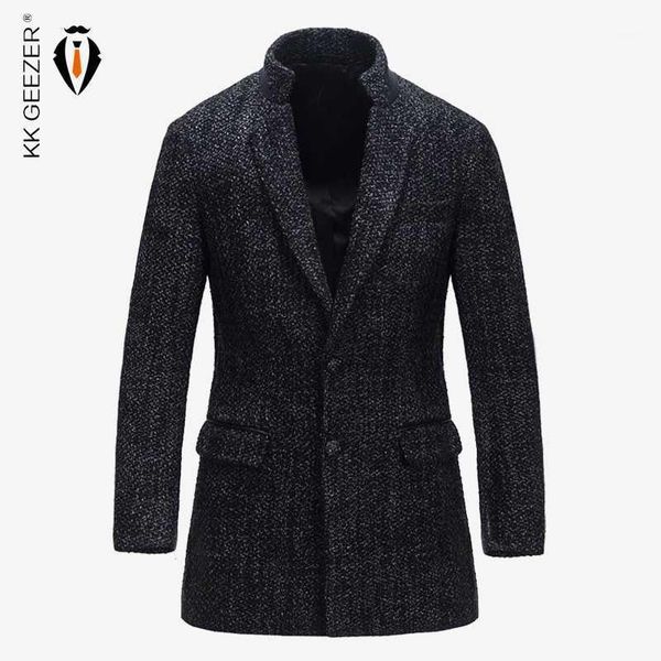 

2016 winter mens blazer gentleman spun wool coat woolen slim fit woolen outwear costume homme blazer thicken jacket1, Black;brown