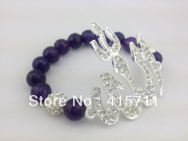 

charm bracelets yh-ab24 amethysts crystals pave bracelet muslim, Golden;silver