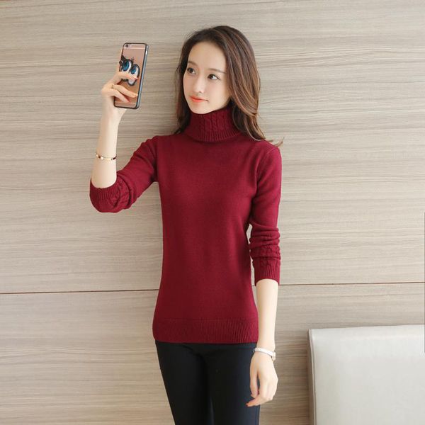 

2021 new winter women urtleneck and fashion sweaters long sleeve women's knitted shirt thicken warm sweater-vest r172 wbzv, White;black