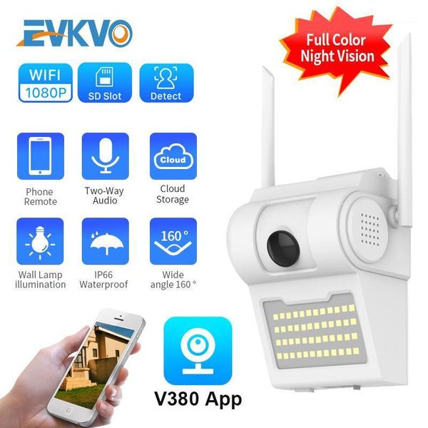 

cameras evkvo 1080p wifi wireless outdoor yard led lamp ip camera 2mp waterproof external surveillance with night vision cctv cam1