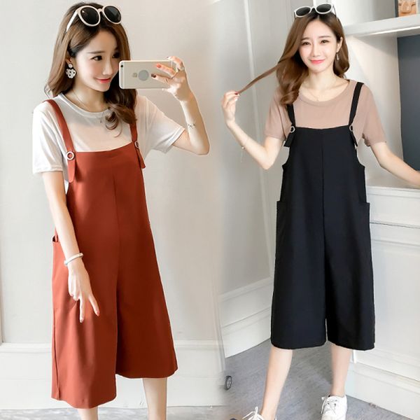

3785# wide leg loose maternity short overalls summer fashion jumpsuits clothes for pregnant women pregnancy rompers bib pants lj201119, White
