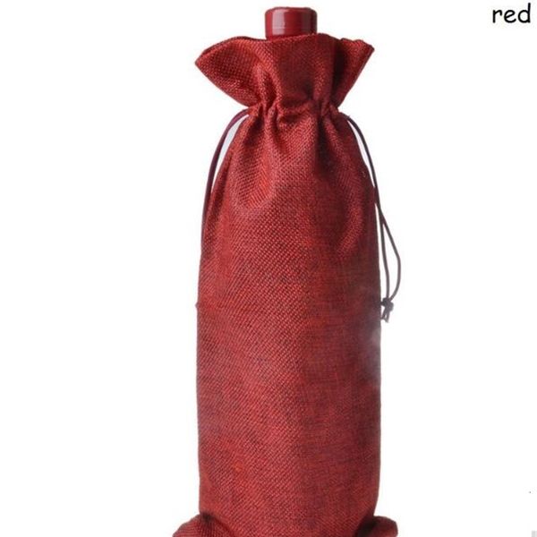 

champagne 16 * 36cm jute wine bags bottle covers gift pouch burlap packaging bag wedding party decoration