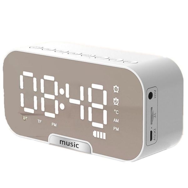 

portable speakers bluetooth 5.0 speaker wireless clock loudspeakers stereo subwoofer support tf aux card fm radio music player