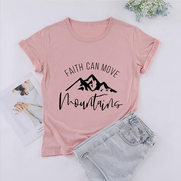 

christian faith can move mountains ian t shirts women black cotton casual funny fashion short sleeve tee for ladies, White