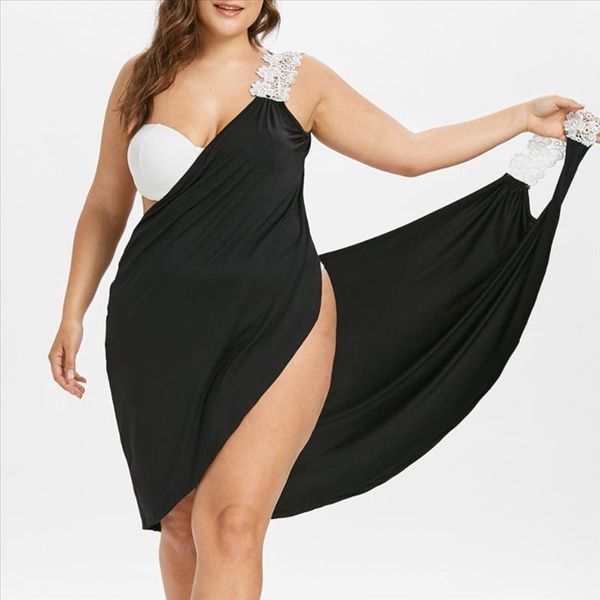 

l 5xl plus size women beach dress solid beach cover up lace up beachwear large size swimsuit women robe bikini covers, Black;gray
