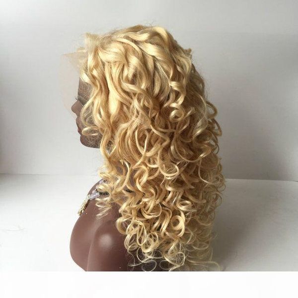 

130% density lightest blonde human hair wig blonde full lace wig loose wave blonde #613 lace front wigs, Black;brown