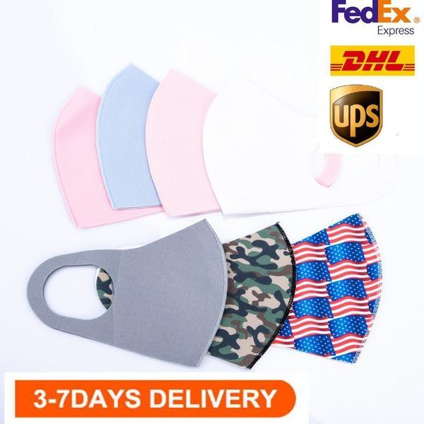 

jlsrfashion us stock ice silk face solid color designer mask reusable washable protective dustproof earloop cloth