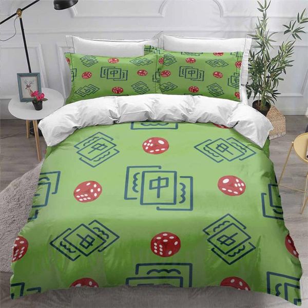 

bedding sets helengili 3d set mahjong print duvet cover bedcloth with pillowcase bed home textiles #mj14