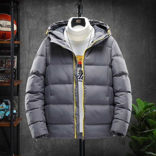 

new quality brand men cotton-padded jacket slim thick warm solid color hooded coats fashion casual down jackets male, Black
