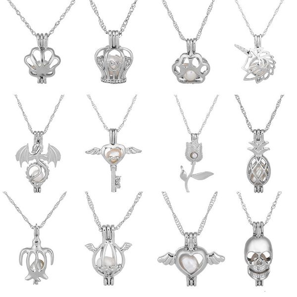 

with natural cage pendant love oyster pearl mix design fashion hollow locket clavicle chain diffuser necklacedoig