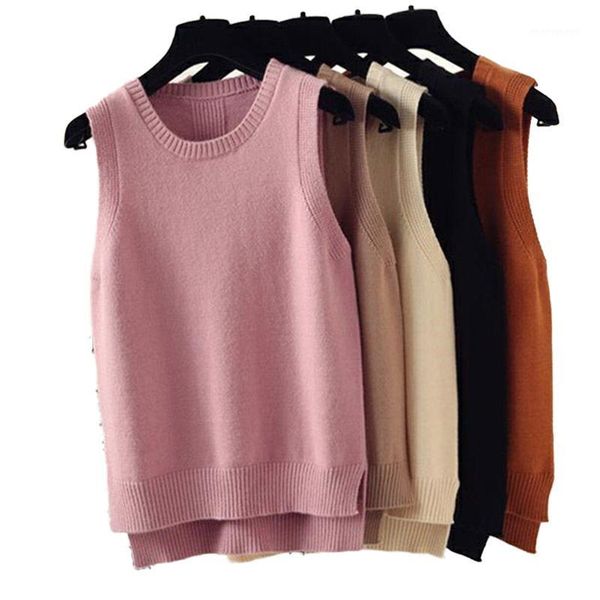 

women's sweaters spring autumn wool sweater vest women sleeveless o-neck knitted female casual tank pullover girls1, White;black