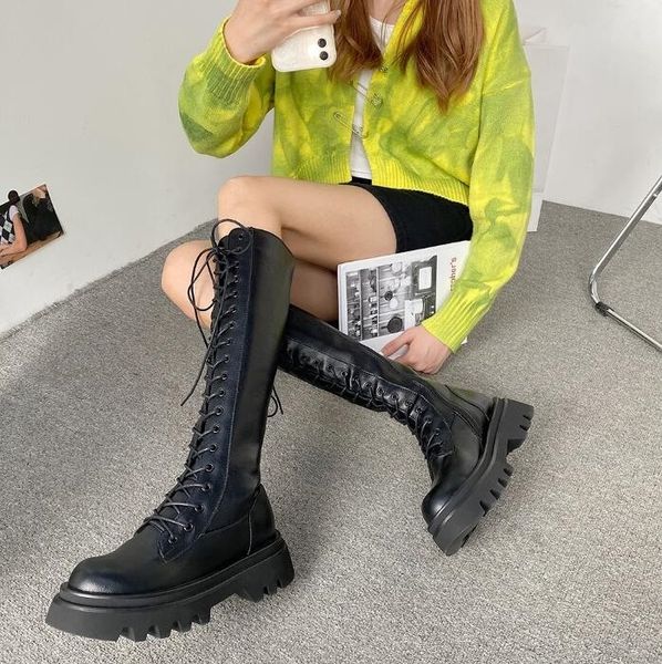 

women boots winter snow booties black increase long tube fashion womens motorcycle boot leather shoes size 35-40