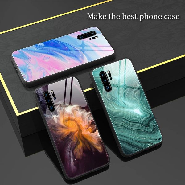 

luxury tempered glass cases for huawei p20 p30 p40 mate 20 30 pro lite shockproof case for nova 5 5i 5t 6se 7i marbled glass phone cases