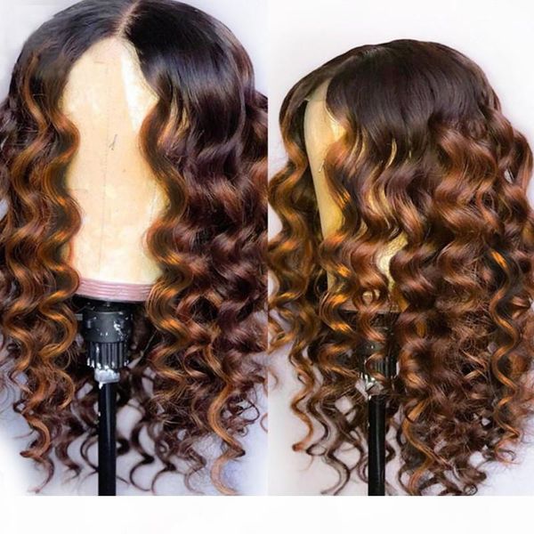 

full lace human hair wigs ombre two tone 1b 30 loose wavy brazilian virgin hair 150 density natural hairline glueless bleached knots, Black;brown