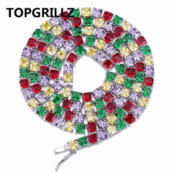

rillz hip hop gold/silver color plated iced out micro pave cz stone colorful tennis chain necklace with 18" 22"1