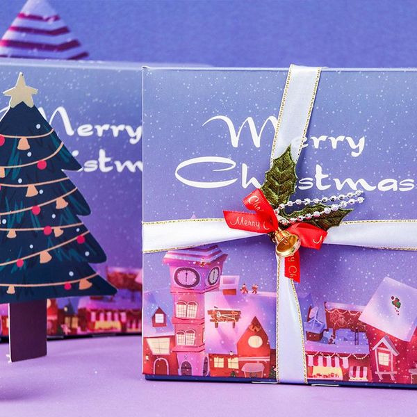 

стобан 5 шт. синяя 3d стереоскопическая карта счастливого рождества бумага бумага handmade подарок конфета бизона biscuite party party party