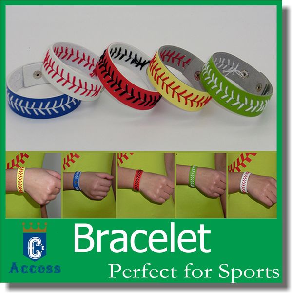 

factoryi7zawith or softball leather stitching bracelet baseball red and snap closure sports jewelry