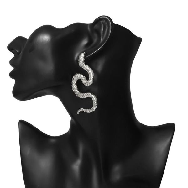 

dangle & chandelier personality distorted snake geometric hip-hop earrings female exaggerated serpentine embossed stud earings jewelry women, Silver